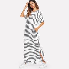 Shein Side Striped Split Tunic Dress
