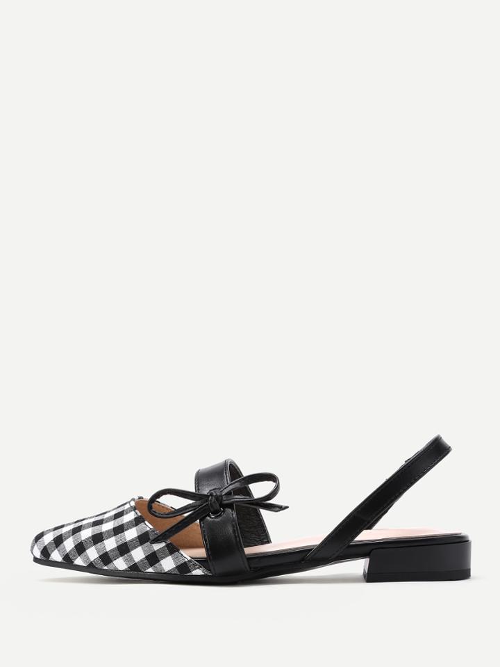 Shein Gingham Point Toe Flats With Bow