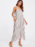 Shein Contrast Vertical Striped Double Strap Dress