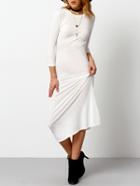 Shein White Round Neck Long Sleeve Slim Dress