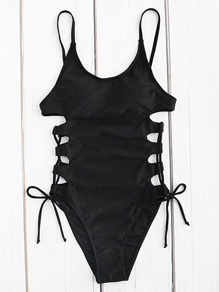 Shein Side Lace Up One Piece Swimwear