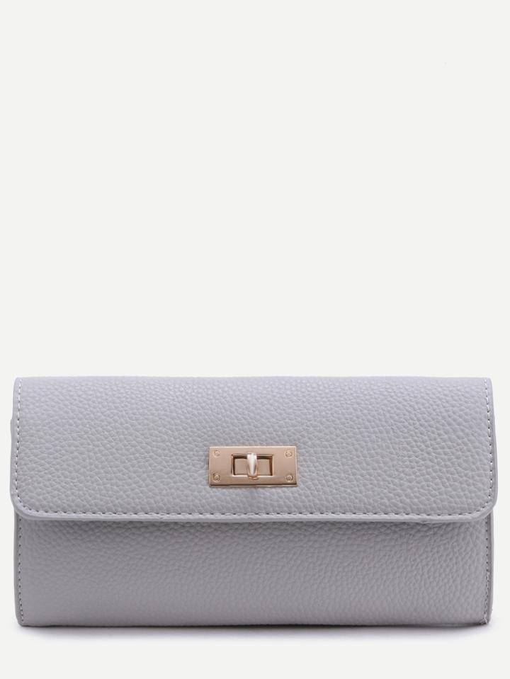 Shein Grey Pebbled Pu Flap Wallet