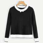 Shein Bow Embellished Color Block Rib Sweater