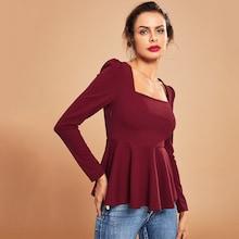 Shein Square Neck Peplum Tee