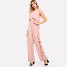 Shein Ruffle Detail Plain Shell Jumpsuit