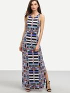 Shein Multicolor Geometric Print Cutout Tank Dress
