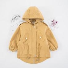 Shein Girls Drawstring Waist Dip Hem Hooded Outerwear