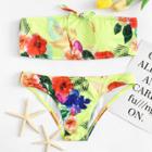 Shein Flower Print Drawstring Bikini Set