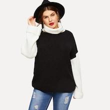 Shein Plus Two-tone Drop Shoulder Sweater