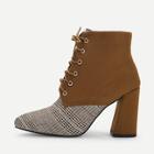 Shein Houndstooth Pattern Lace-up Boots
