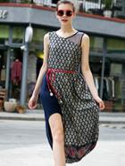 Shein Multicolor Round Neck Sleeveless Two Pieces Tie-waist Dress