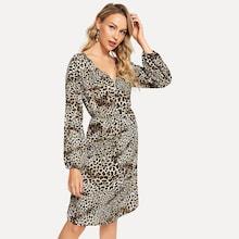 Shein Surplice Neck Leopard Print Dress