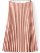 Shein Elastic Waist Pleated Pink Skirt