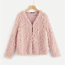 Shein Open Front Fuzzy Coat