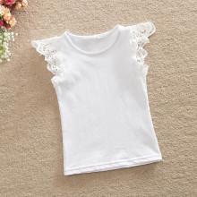 Shein Girls Contrast Lace Plain Tee
