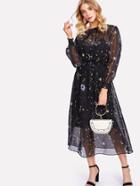 Shein Galaxy Print Mesh Dress With Inner Cami