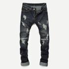 Shein Men Letter Print Ripped Jeans