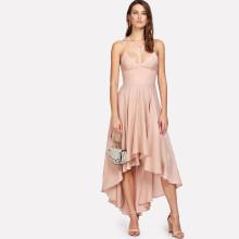 Shein Boxed Pleated Dip Hem Cami Dress