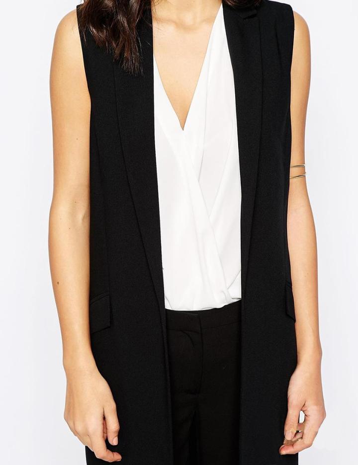 Shein Black Notch Lapel Long Vest