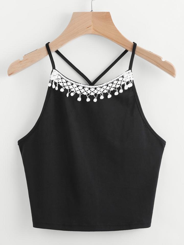 Shein Contrast Crochet Trim Cami Top