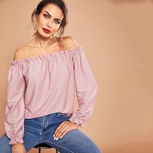 Shein Frilled Glitter Bardot Top