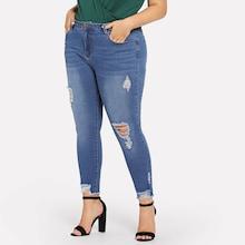 Shein Plus Ripped Bleach Wash Jeans