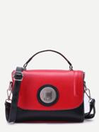 Shein Color Block Pu Flap Handbag With Strap