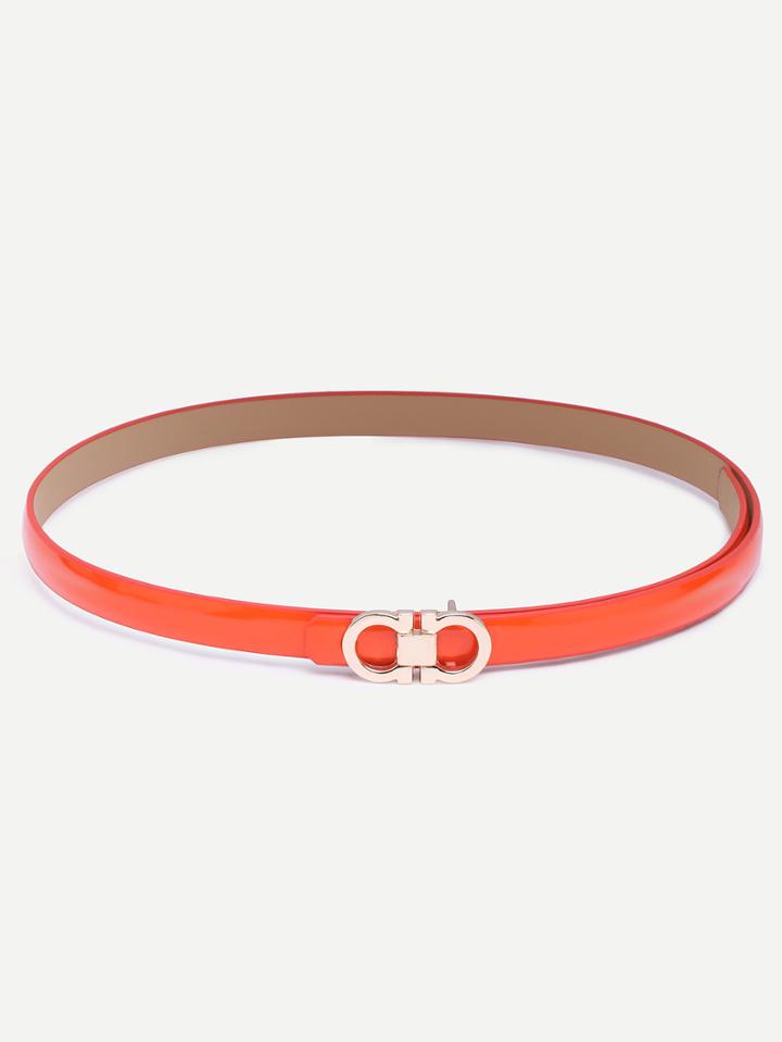 Shein Orange Eight-shaped Buckle Faux Leather Belt