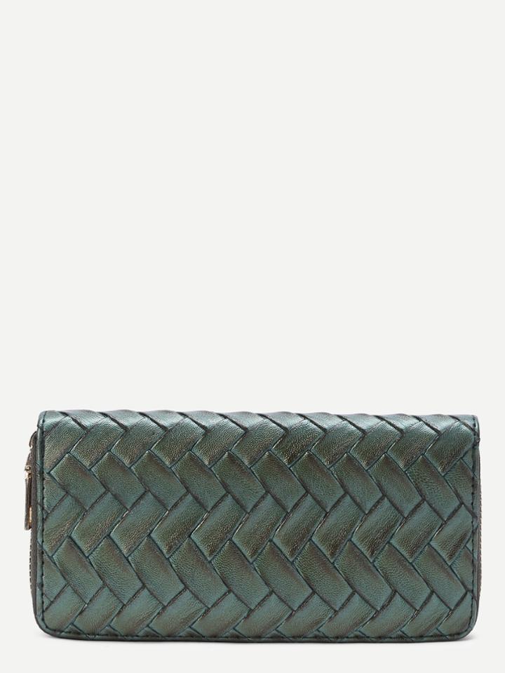 Shein Woven Faux Leather Wallet With Zipper