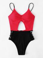 Shein Two Tone Ladder Cutout Swimsuit