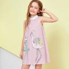 Shein Girls Contrast Collar Mixed Print Swing Dress