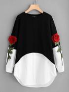 Shein 3d Rose Patch Contrast 2 In 1 Dress