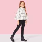 Shein Girls Button Up Grid Print Cape Jacket