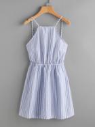 Shein Striped Cut Out Bow Tie Open Back Cami Dress