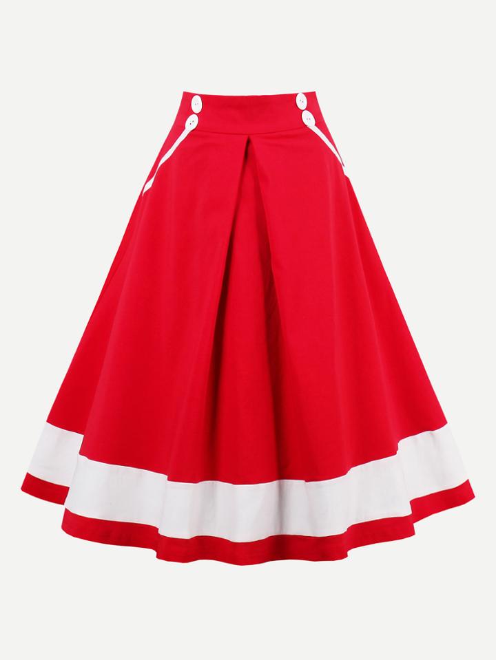 Shein Contrast Panel Zipper Back Circle Skirt