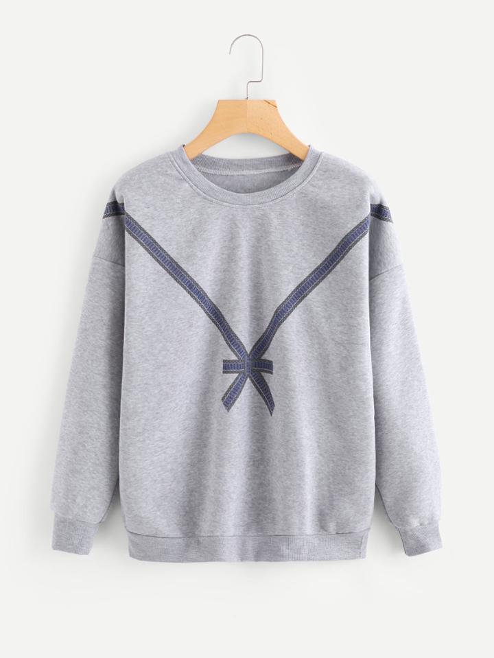 Shein Bow Print Sweatshirt