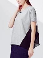 Shein Grey Pleated Loose T-shirt