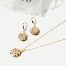 Shein Rhinestone Round Necklace & Drop Earrings