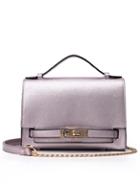 Shein Embossed Faux Leather Turnlock Strap Bag - Purple