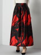 Shein Black Red Ink Print Long Skirt