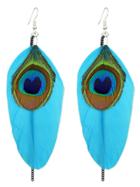Shein Blue Ethnic Style Peacock Chain Earrings
