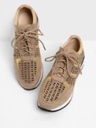 Shein Cut Out Detail Lace Up Sneakers With Rhinestone