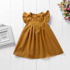 Shein Girls Ruffle Sleeve Pleated Solid Dress
