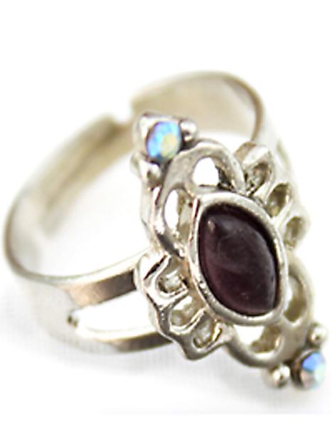 Shein Black Gemstone Silver Hollow Ring