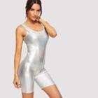 Shein Low Back Metallic Tank Romper