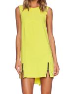 Shein Yellow Round Neck Sleeveless Zipper Dress