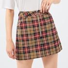 Shein Zipper Front Plaid Skirt