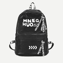Shein Slogan Ribbon Velvet Backpack