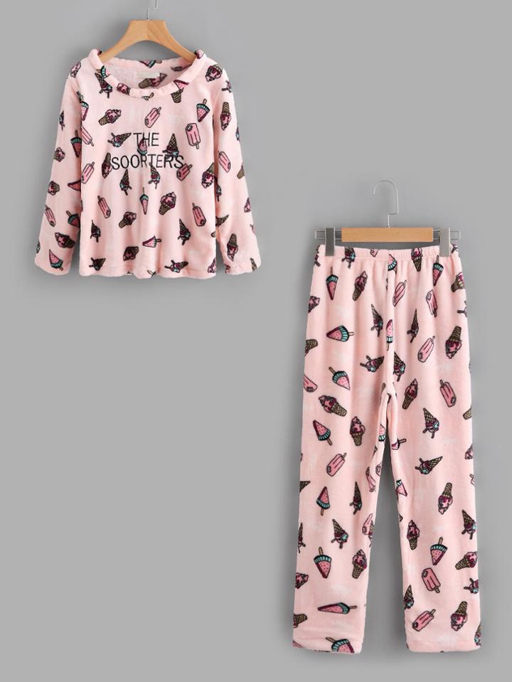 Shein Ice Cream Print Pajama Set