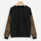 Shein Leopard Print Sleeve Pullover